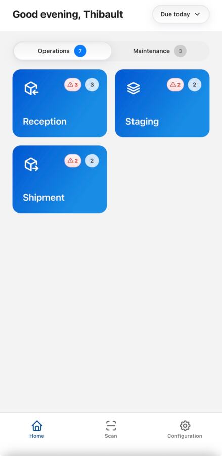 Transipal mobile dashboard showing today's missions
